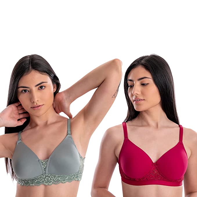 AAVOW Women Regular Lightly Padded Wire Free Bra for Everyday use -Pack of 2 Combo