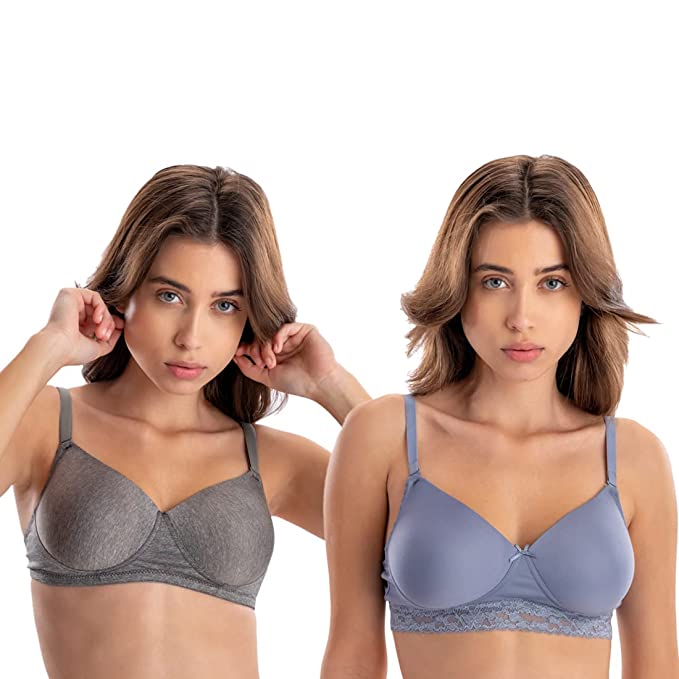 AAVOW Women Regular Lightly Padded Wire-free Combo Bra for Everyday use - Pack of 2