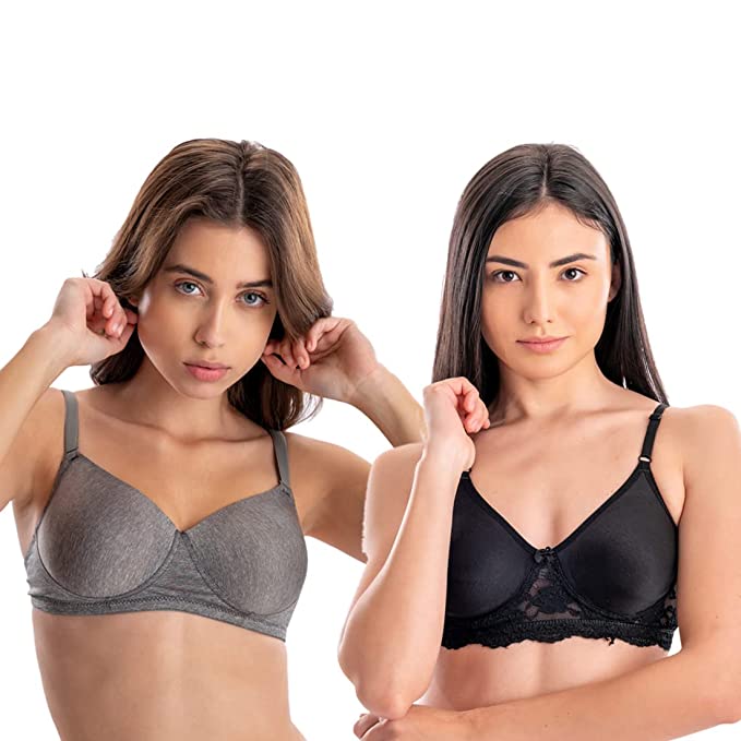 AAVOW Women Regular Lightly Padded Wire-free Combo Bra for Everyday use -Pack of 2
