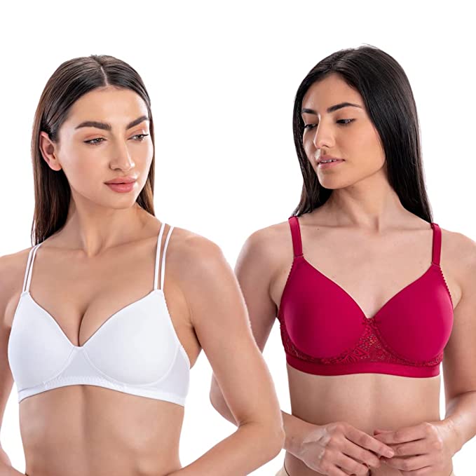 AAVOW Women Regular Lightly Padded Wirefree Combo Bra for Everyday use -Pack of 2