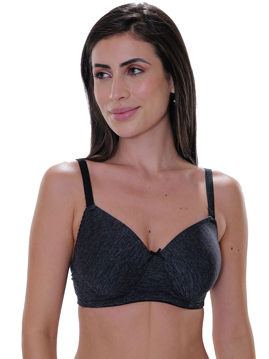 BLACK PADDED NON WIRED 3/4TH COVERAGE T-SHIRT BRA